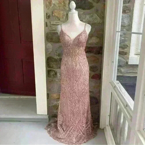 Ellie Wilde Floral Sequin Fit & Flare Tulle Sequin Corset Prom Dress Womens 6 - Picture 3 of 16